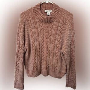 Rachel Zoe Dusty Rose Cable Knit Sweater